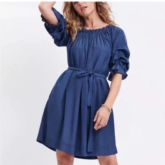 Mersea Tulum Blue Ruffle Dress - Picture 1 of 11
